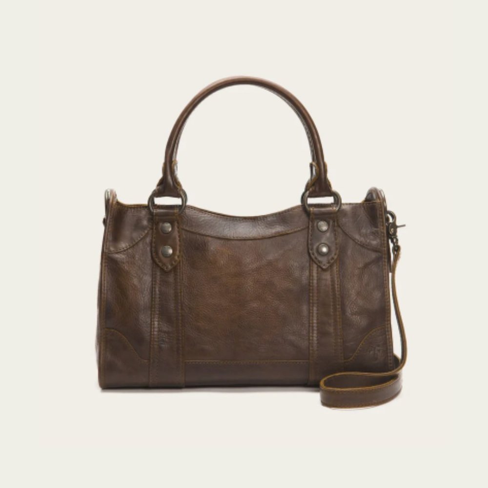 FRYE | Women's Melissa Satchel Handbag Purse Satchel Dark Brown Leather